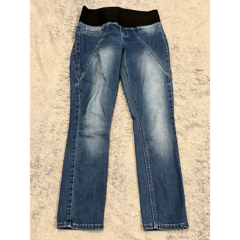 DKNY Maternity Jeans Womens 02 Blue Denim Belly Panel Stretch Pull On Straight